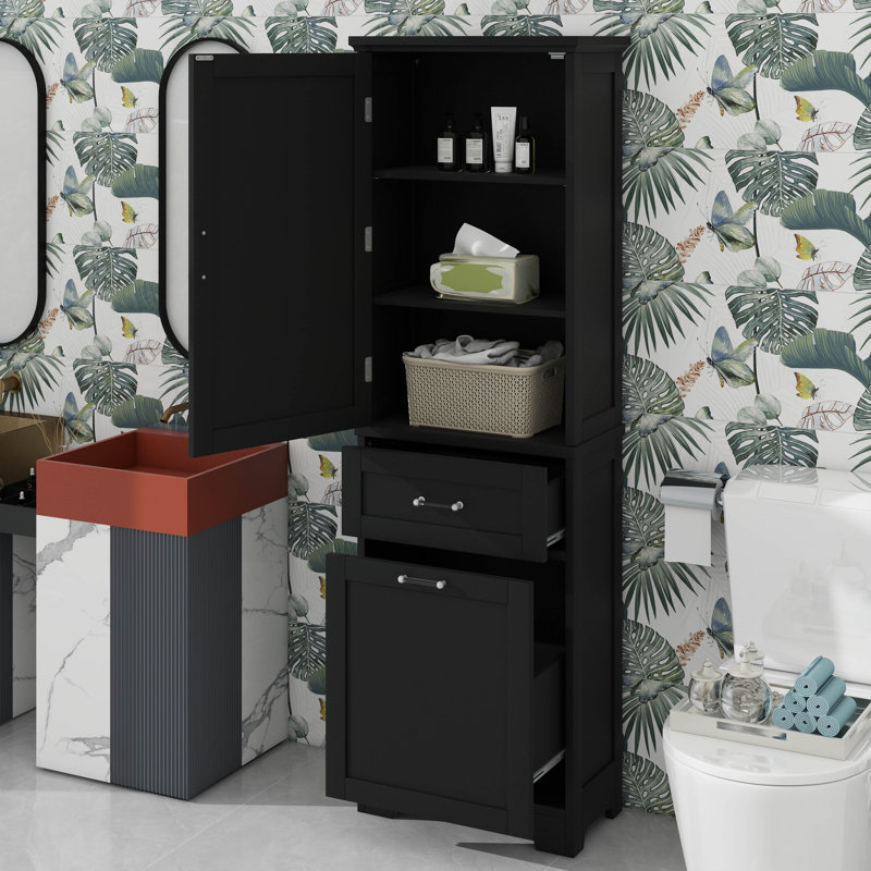Armoire de rangement autoportante Lofty avec tiroirs de taille variable et tablette réglable, Noir