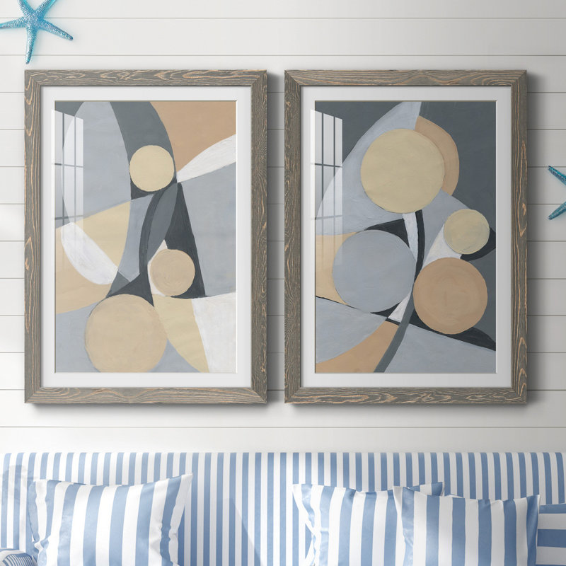 Millenium I - ensemble de 2 reproductions d'art, Blanc, Cadre en papier gris, H 44 po x l 31 po x P 1 po
