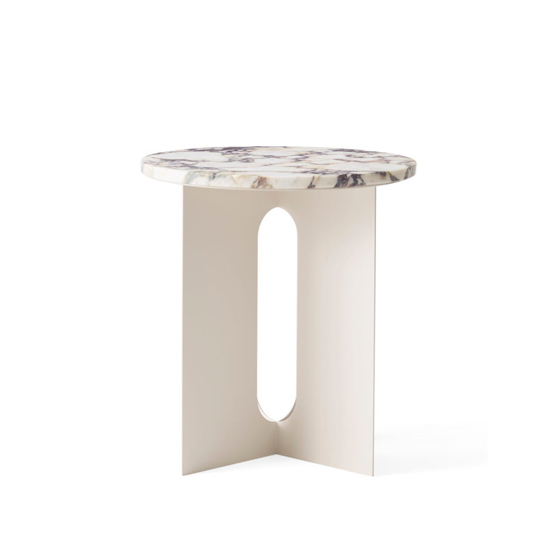 Androgyne Marble End Table, Calacatta Viola Marble/Black