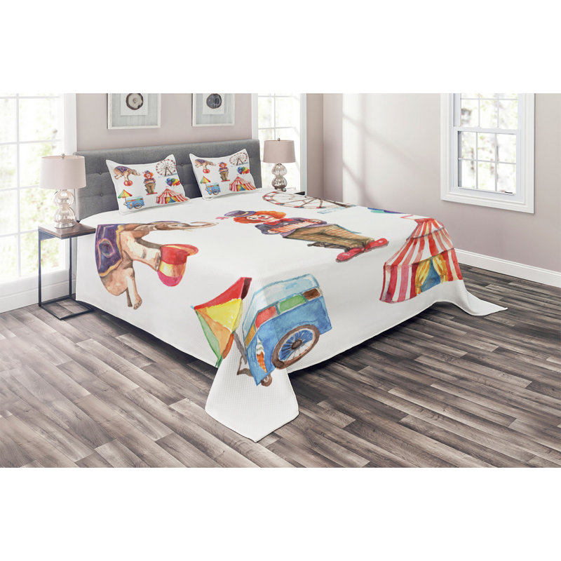 Circus Coverlet, King Bedspread + 2 Shams