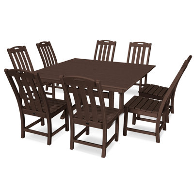 Ensemble de salle à manger avec chaise à tréteaux de ferme 9 pièces POLYWOOD Yacht Club