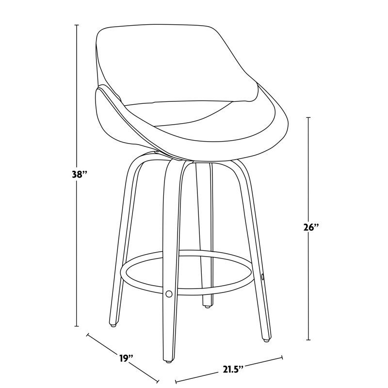 Tabouret de bar pivotant de 26 po Arabelle, Noyer / Chrome, Bleu, Counter Stool (26" Seat Height)