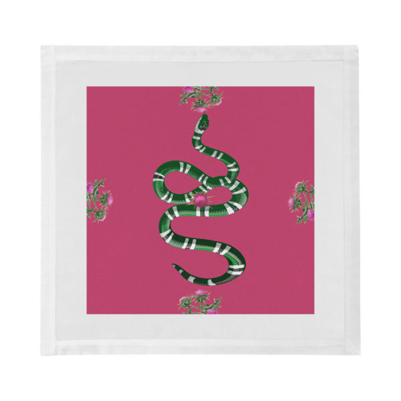 Thistle And Snake Cotton Sateen Dinner Napkins, Pink
