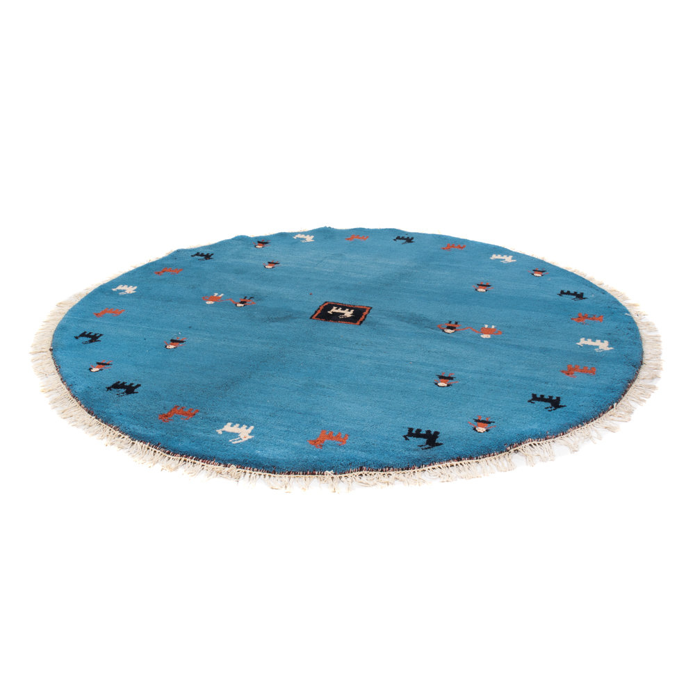 Morgenland Gabbeh Teppich - Indus rund  - 195 x 195 cm - blau