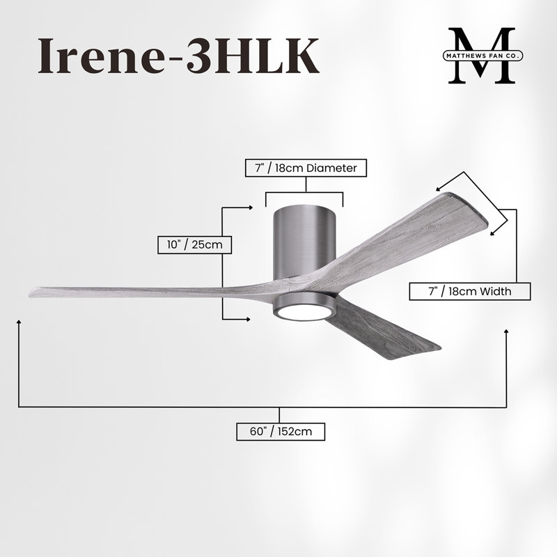 Irene LED Ceiling Fan, Brushed Nickel, Barn Wood Tone, 60"