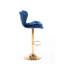 2 tabourets de bar pivotants et réglables en hauteur, velours bleu marine avec pieds dorés, repose-pieds et base, 2 tabourets rembourrés de mousse, + hauteur réglable, siège-671877528