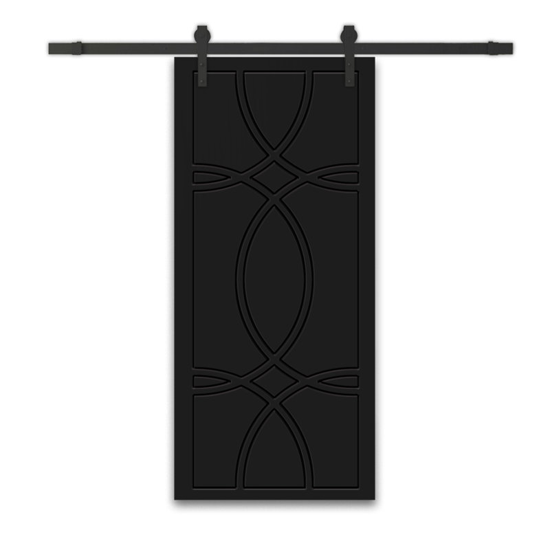 Porte de grange lambrissée en bois manufacturé et en métal peint avec trousse de quincaillerie d'installation, 24 po x 80 po