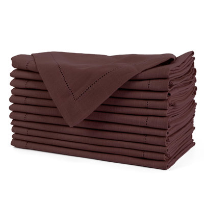  Cloth Napkin Hemstitched 20x20 Inch Generous Picot Hem, Mitred Corner, Everyday Use Premium Quality High GSM and Good absorbency Set of 12 Easter Color Chocolate