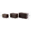 Brown Faux Leather Nesting Upholstered Decorative Trunk with Vintage Gold Accents and Studs, Set of 3