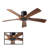 54" Aviator 5 - Blade Outdoor/Indoor Smart Flush Mount Ceiling Fan With Bluetooth Remote Control Included, Matte Black With Distressed Koa-48482684-115237135