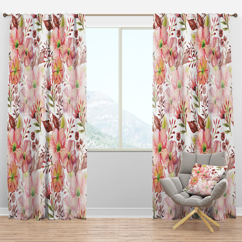 Panneau de rideau simple semi-diaphane avec passe-tringle Mid-Century Botanical III, l 52 po x L 108 po