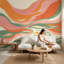 Papier peint abstrait, décoration murale ondulée et vibrante-464954485-464954480