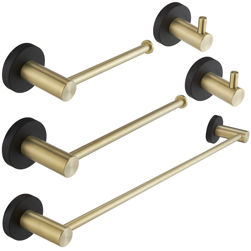 5 - Piece Bathroom Hardware Set, Black Gold