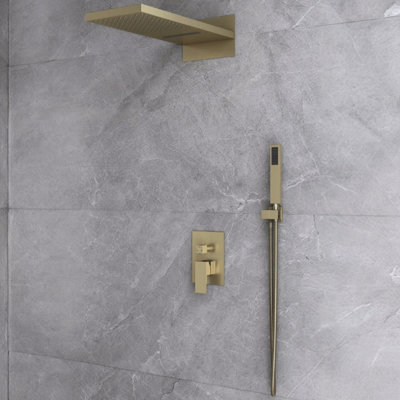 Ensemble de robinet de douche rectangulaire à 3 fonctions Cascade Bliss Modern Luxury