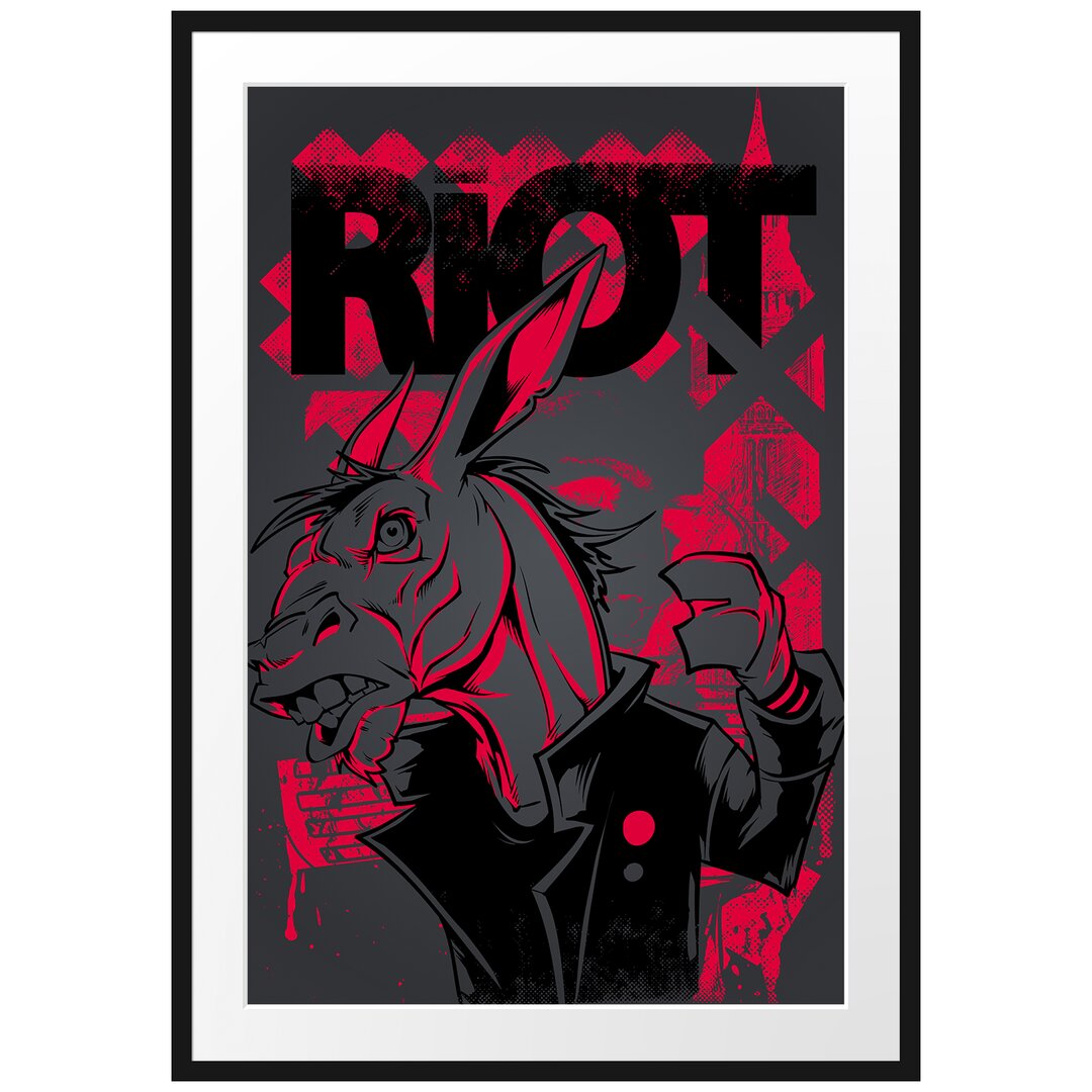 Gerahmtes Poster Riot Black