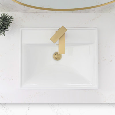 20.25 in. x 16 in. Porcelain, White Rectangular Drop-In Bathroom Sink