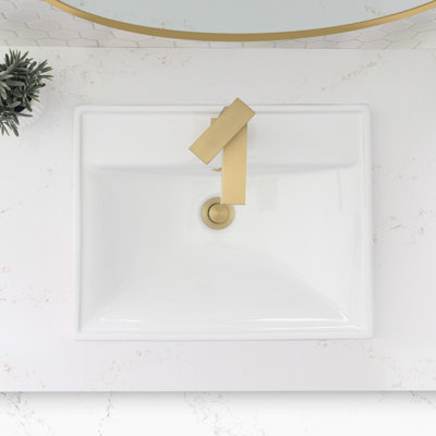 Lavabo de salle de bain rectangulaire en porcelaine blanche 20,25 po x 16 po