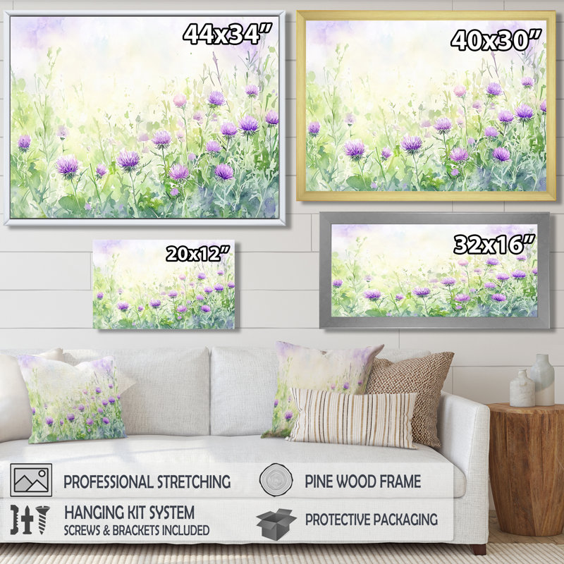 Décoration murale Thistle Blooming In The Meadows I - Thistle, Reproduction encadrée d'une seule photo sans pass, Noir