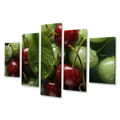 Seamless Cherry - Food & Beverage Canvas Art Print - 5 Panels