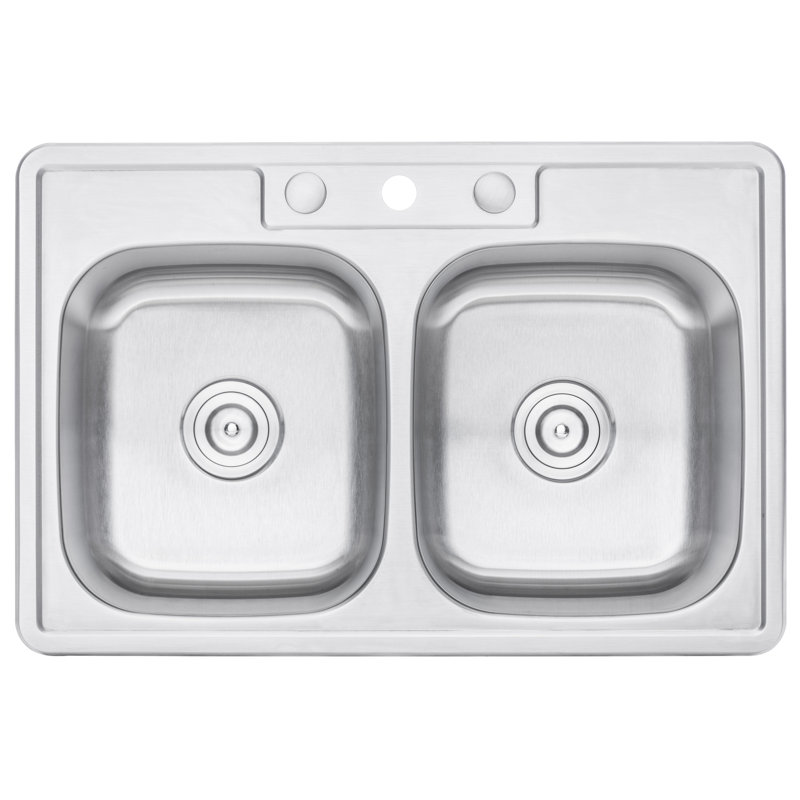33'' L Drop-In Double Bowl Stainless Steel Kitchen Sink