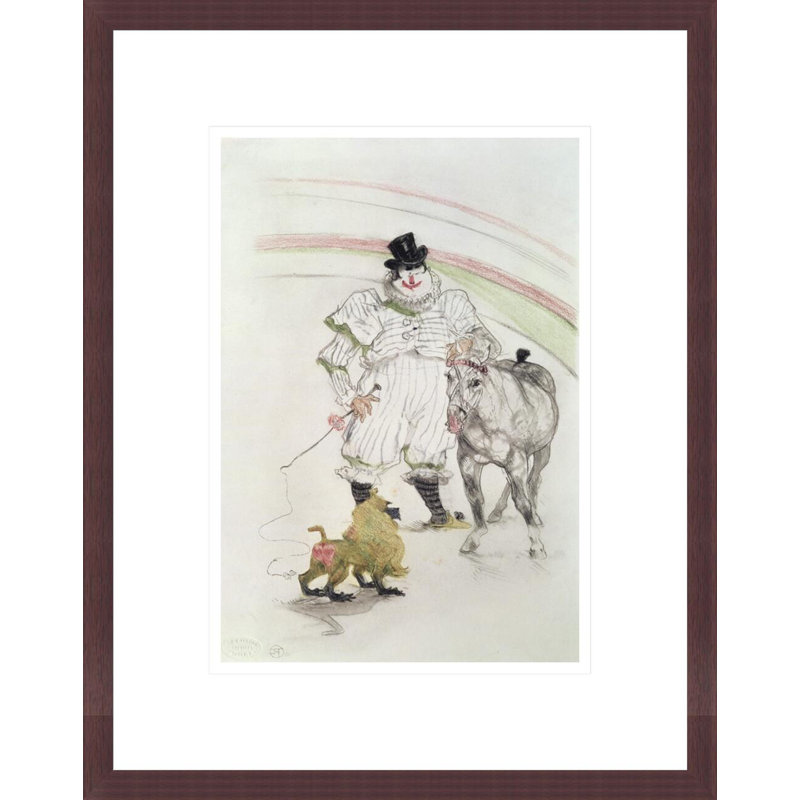 Au cirque: cheval et singe performant par Henri de Toulouse-Lautrec - Impression Giclée encadrée, H 16,75 po x l 13,26 po