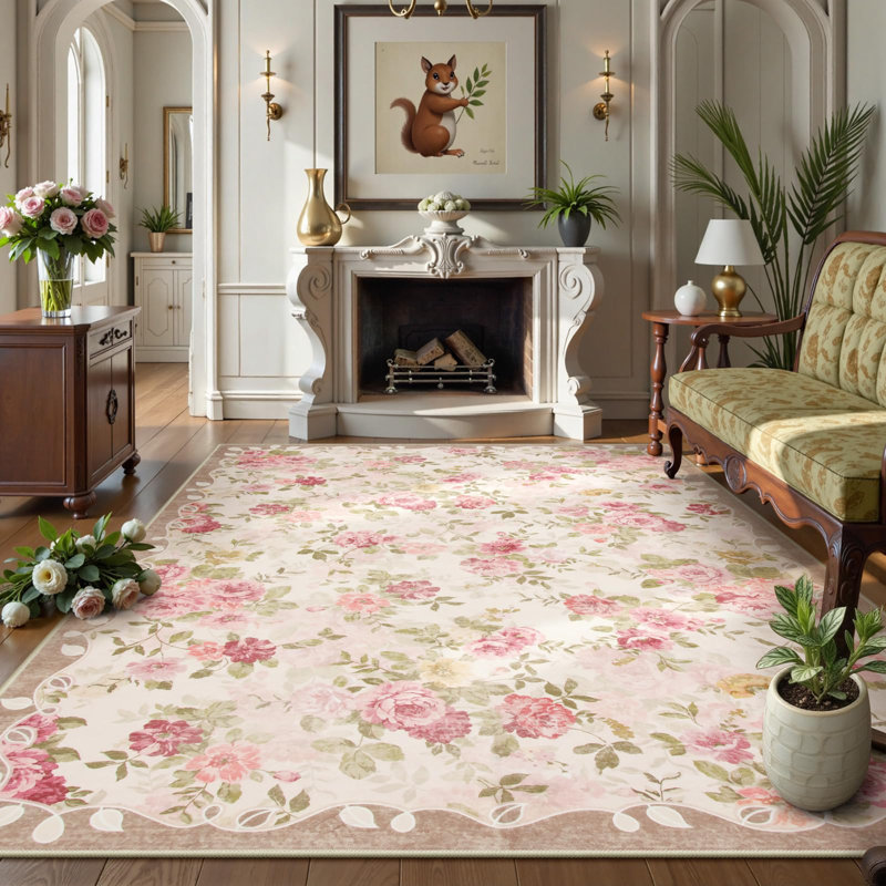  Tapis 6 pi x 9 po Kaldi Floral, Rectangle 6 pi x 9 pi, Beige