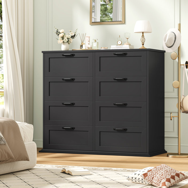 Commode double 8 tiroirs Ausherman, Noir