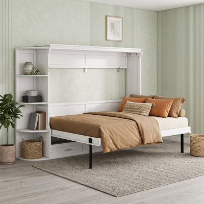 Space-Saving Murphy Bedwith Side Shelves and Drawers