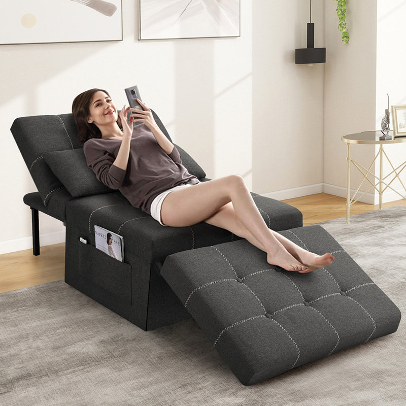 Canapé-lit pliant multi-fonctions en lin 72 po Ross, Gris foncé