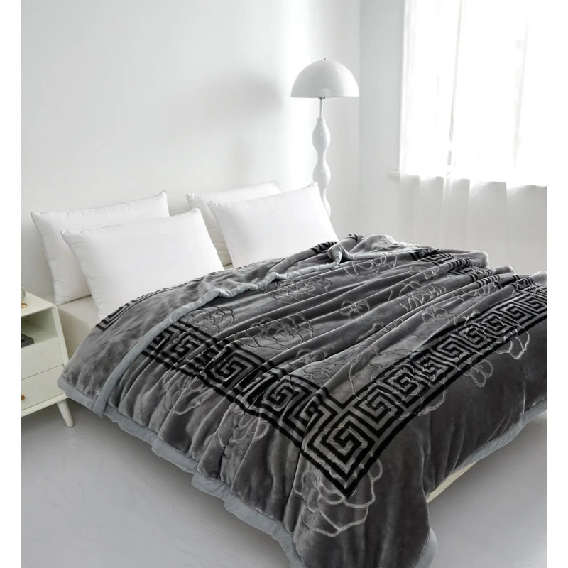 Machine Woven Throw Blanket, Grey Floral