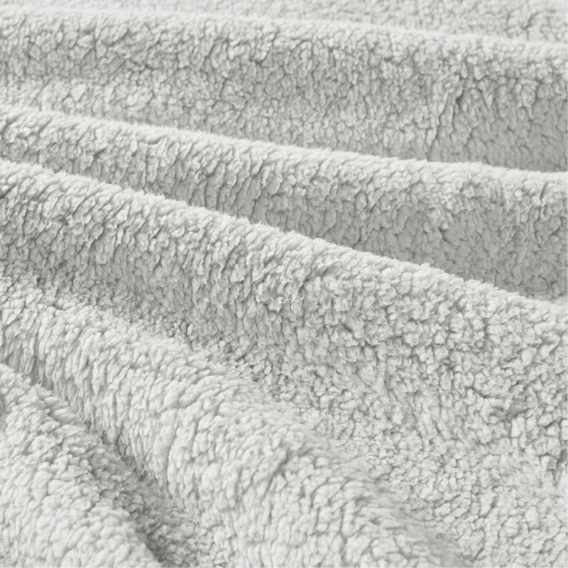Ensemble d'édredon réversible en velours écrasé sherpa, Édredon très grand + 2 taies décoratives, Gris