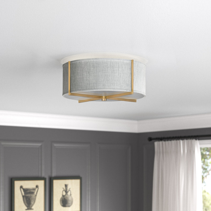 Plafonnier semi-encastré 3 lumières 19,5 po Axis, Laiton héritage, Gris chiné