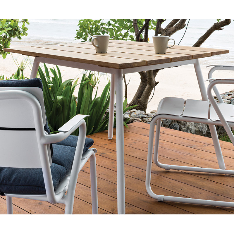 Reef Outdoor Square Dining Table, Teak, White