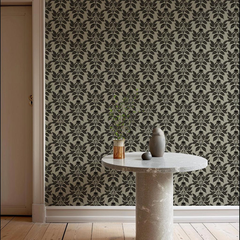 Wayward Petal - Floral Wallpaper, Driftwood Taupe, Premium Paper