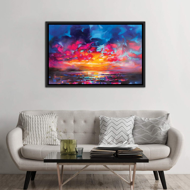 «Liquid Light V» par Scott Naismith - reproduction d'art, H 40 po x l 60 po x 1,5 po, Toile avec cadre noir