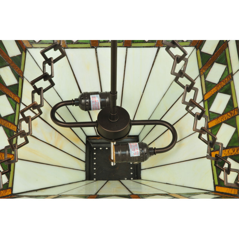 Plafonnier semi-encastré géométrique 17 po 2 lumières unique