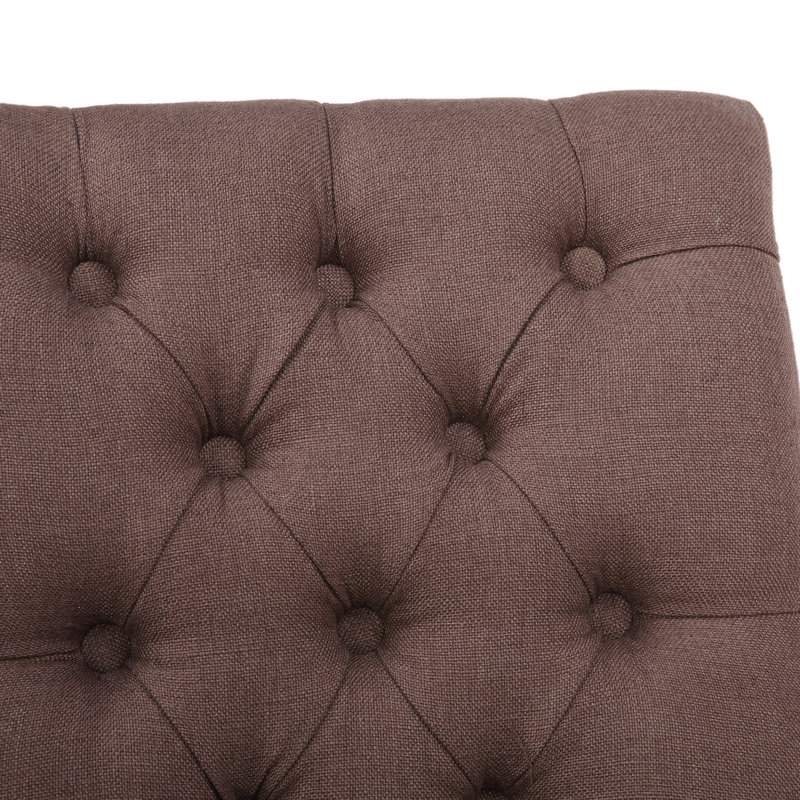 Chaise d'appoint rembourrée en lin capitonné Wren, Marron, 2
