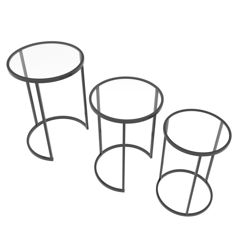 Neonila 3 - Piece Glass Top Living Room Table Set
