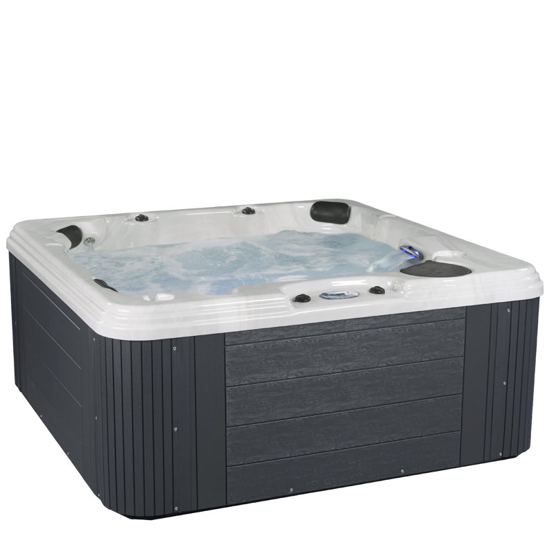 Restore® 6-Person 50-Jet Lounger Hot Tub with LED Lighting and Ozonator, Gray