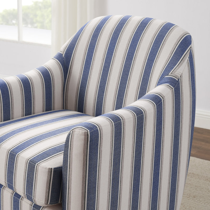Set Of 2 29.92In Swivel Accent Chair, Navy Stripe Linen