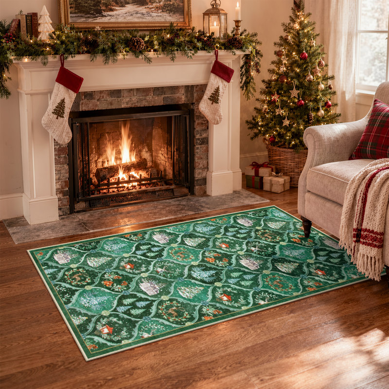 Tapis lavable antidérapant Laraven Christmas, Rectangle 2 pi x 4 pi