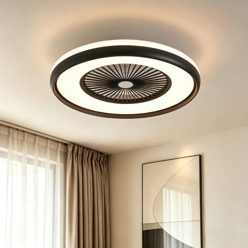 Makaiyla 24" Dimmable RGB LED Indoor Ceiling Fan Lights with Remote/APP Control, 6 Speeds, Timer, Quiet DC Motor, Black