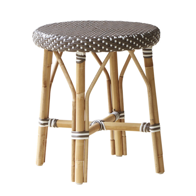 Jordyn Simone Rattan Bistro Stool, Cappuccino with White Dots