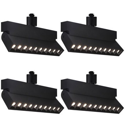 Têtes d'éclairage sur rail à DEL 24 W à intensité variable, 120 W Eqv., CRI90, blanc froid 4000 K, noir