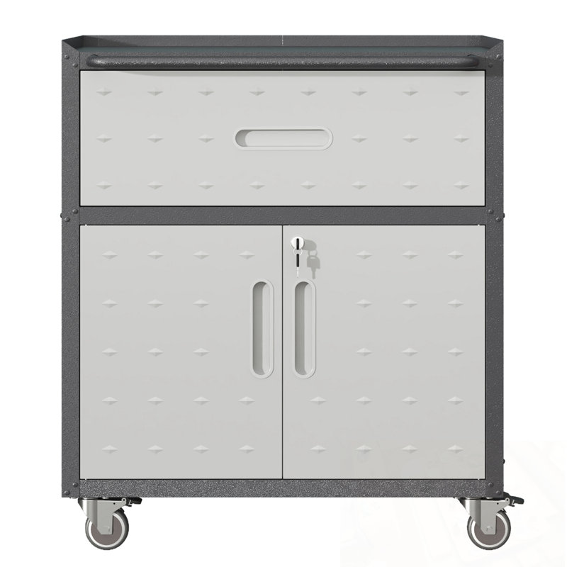 Metal Storage Cabinet With 1 Drawer And 2 Locking Doors