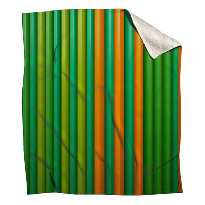 Green Orange Vertical Stripes Blankets