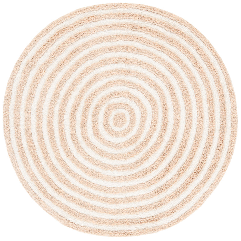 Easy Care 229 Hand Tufted Recycled Cotton Machine Washable Geometric Indoor Use Only Rug, Round 6'
