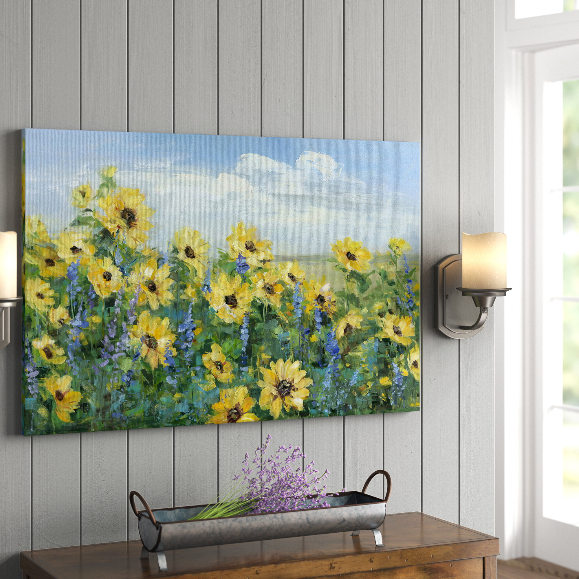 Laurel Foundry Modern Farmhouse Sunflower Fields Forever Framed On Canvas  Print  Reviews Wayfair