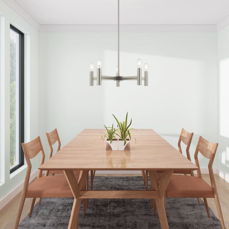 Lustre classique / traditionnel de style bougie Martella, Nickel brossé, H 6 po x l 25 po x P 25 po