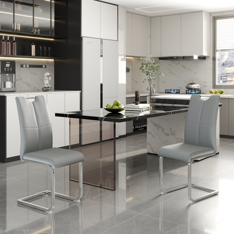 Modern Dining Chairs with Faux Leather Padded Seat Dining Living Room Chairs, High Back Dining Room Chairs Metal Home Kitchen Furniture Modern
